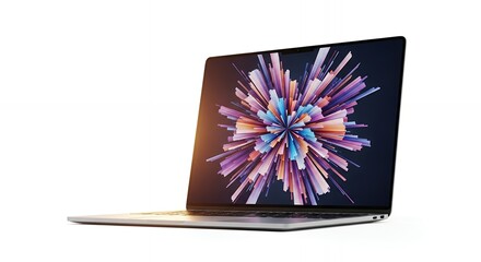 Modern Laptop with Abstract Colorful Design on Screen