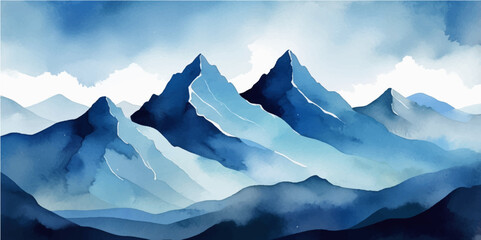 Alpine mountain landscape with snow and clouds