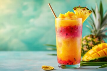 Tropical Non-Alcoholic Cocktail with Exotic Fruits