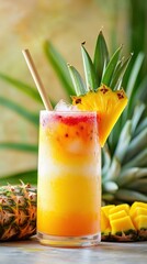 Tropical Non-Alcoholic Cocktail with Exotic Fruits