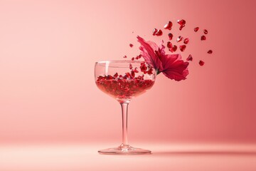 Hibiscus and Pomegranate Fizz in a Stemmed Glass