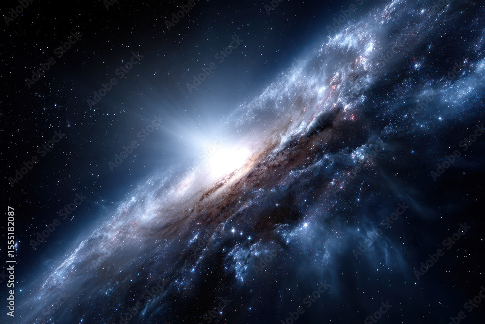 Poster stunning spiral galaxy displaying vibrant colors and intricate structure in deep space