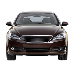 Chocolate Color Car Front View Isolated on Pure White Background

