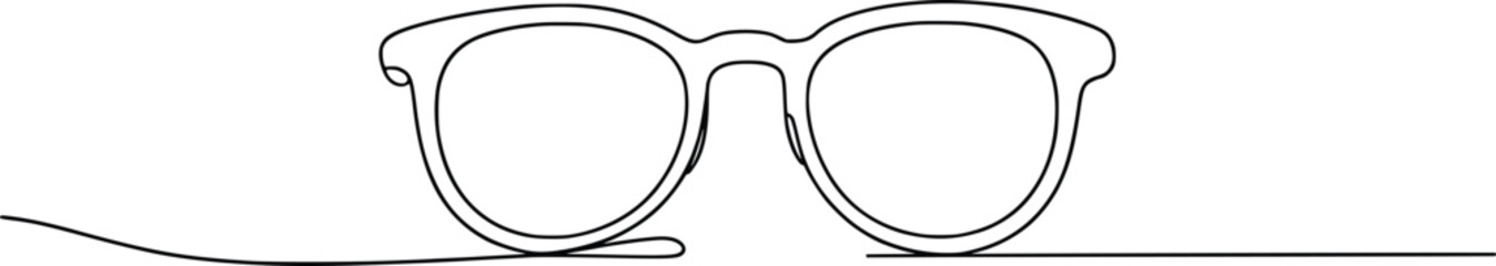 Minimal Eyeglasses One Line Drawing, Optical Glasses Vector Design.