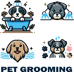 Pet Grooming Logo vector white background .