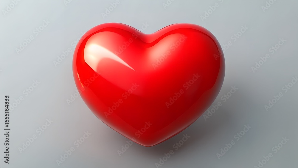 Aufkleber shiny red heart shape on a light gray background with subtle shadows