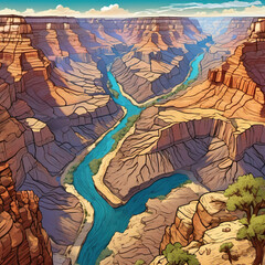 Cutaway Style Grand Canyon Exploded View Illustration