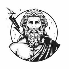 Zeus holding lighting bolt in Greek mythology Image Vector isolated on white background