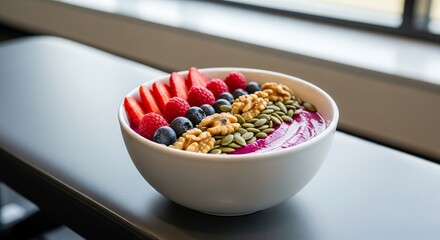 Healthy Smoothie Bowl with Berries Nuts and Seeds