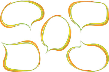 orange yellow colorful speech bubbles shapes set