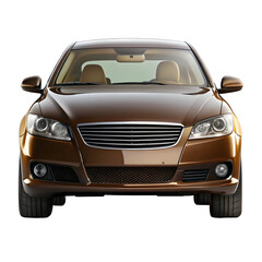 Chocolate Color Car Front View Isolated on Pure White Background

