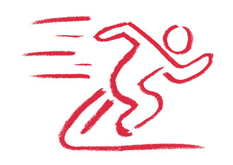 Fast Running Icon Crayon Chalk Drawing Vector