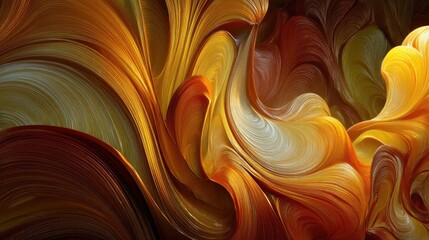 Mango color fractal swirl, deep abstract shapes, glowing texture