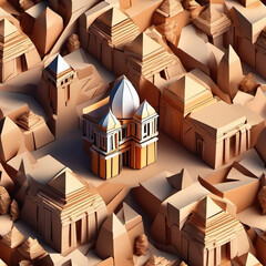 Origami Style Petra with Light Installation: A Digital Art Masterpiece