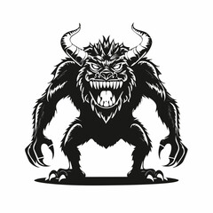 Big Scary Monster Image Vector Illustration Isolated on white Background.