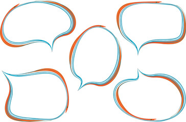 orange blue colorful speech bubbles shapes set