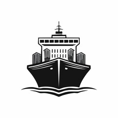 Obraz premium Cargo Ship logo design Front View Stock Illustrations on white background