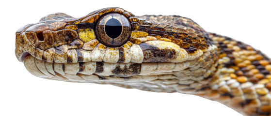 Naklejka premium Snake head close-up transparent background animal cutout detailed texture nature wildlife