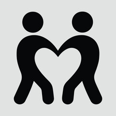 Silhouette people making heart shape with their arms Vector illustration