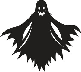 Spooky Ghost Silhouette with Sharp Teeth for Halloween Design