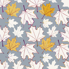 Autumn Maple Leaves Seamless Pattern, Fall Design