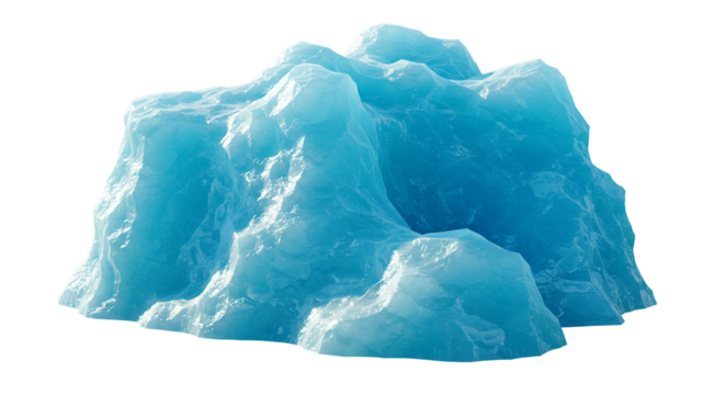 A beautiful, transparent iceberg floats, showing off its stunning blue tones and icy texture.