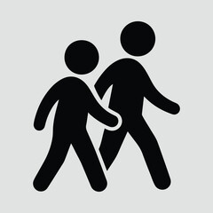 Silhouette two people walking pedestrian icon symbol Vector illustration