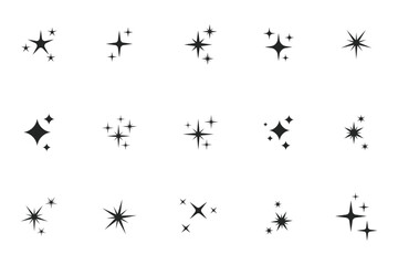 Illustration Vector with Set of Variant Sparkling Stars
