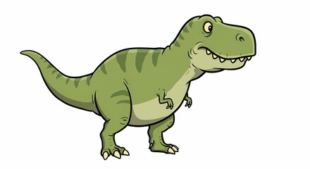 Naklejka premium Cartoon Green Dinosaur Character Standing in White Background