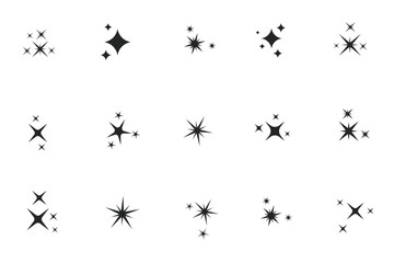 Illustration Vector with Set of Variant Sparkling Stars
