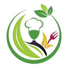 silhouette Healthy cooking logo on white background