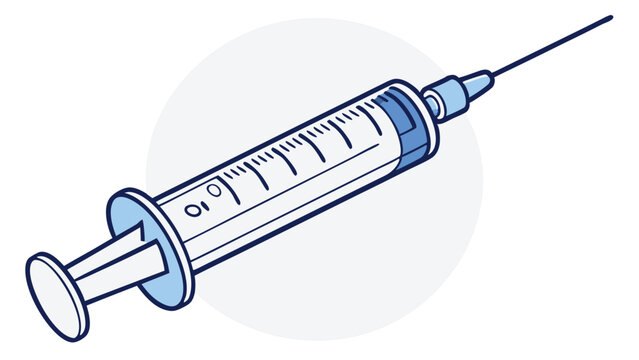 Cartoon Syringe Illustration with Needle and Volume Markings.
