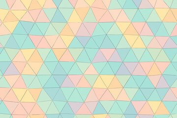 Seamless pastel geometric triangle mosaic pattern. Abstract polygonal background. Soft color low poly texture. Modern vector tile design for wallpaper, fabric, wrapping, web, digital art, decoration