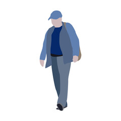 Set of drawings of people on the street in spring clothes. 2D image for use as an entourage. Vector flat city infographics	

