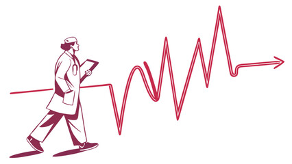 Doctor Walking Towards a Positive Health Trend.
