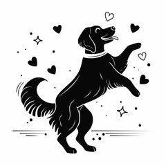 Black and white Golden Retriever Dog Dancing Vector image isolated on white background.