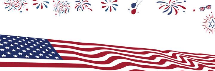 American flag waving in the wind, 4th July