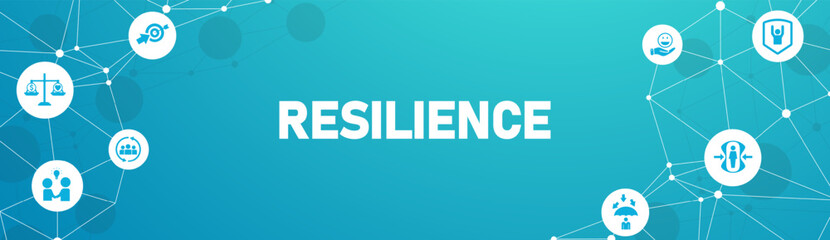 Resilience banner web icon set concept for successfully cope with a crisis with an icon of the strength, confidence, motivate, self protecting, effort, change and agility icons. vector illustration