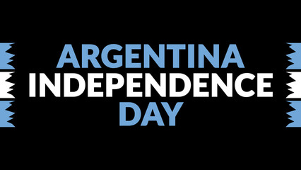 Argentina Independence Day text with side lines on a black background. Which is observed every year in July to celebrate Argentina Independence Day.
