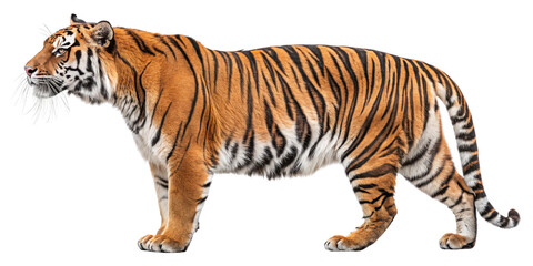 Profile View of a Tiger, Isolated on Transparent Background, Wildlife Animal Photography, Big Cat, Tiger, Wildlife, Animal