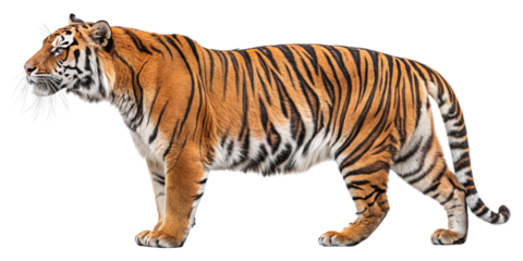 Profile View of a Tiger, Isolated on Transparent Background, Wildlife Animal Photography, Big Cat, Tiger, Wildlife, Animal
