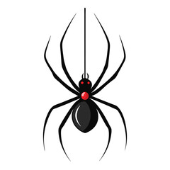 Creepy black widow spider on a web, an isolated arachnid of nature, perfect for a scary Halloween illustration