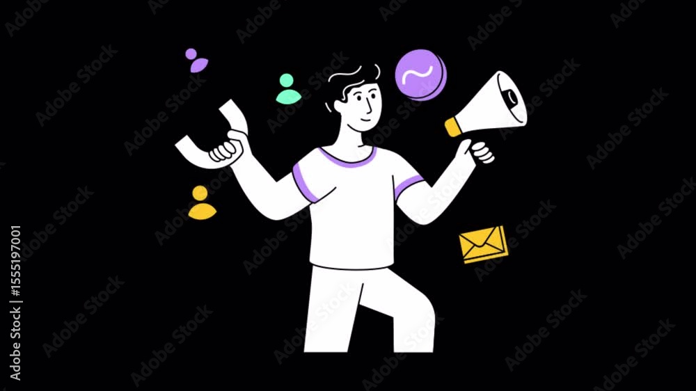 Poster customer oriented marketing 2d animation on transparent background