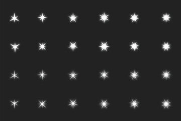 Illustration Vector with Set of Variant Sparkling Stars