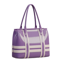 Elegant handbag with neutral accents isolated against a transparent backdrop. Features glossy finish and structured design ideal for fashion and style themes.