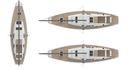 Detailed Top-Down View of a Modern Sailing Yacht