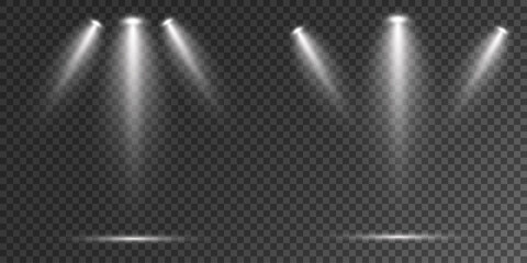 Realistic White Spotlight Beam on Transparent Background