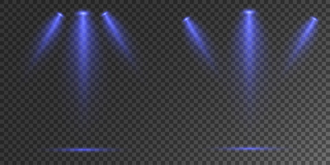 Realistic White Spotlight Beam on Transparent Background