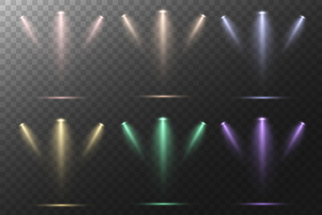 Realistic White Spotlight Beam on Transparent Background