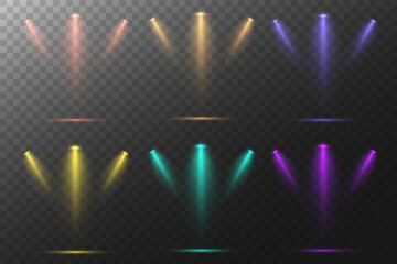 Realistic White Spotlight Beam on Transparent Background
